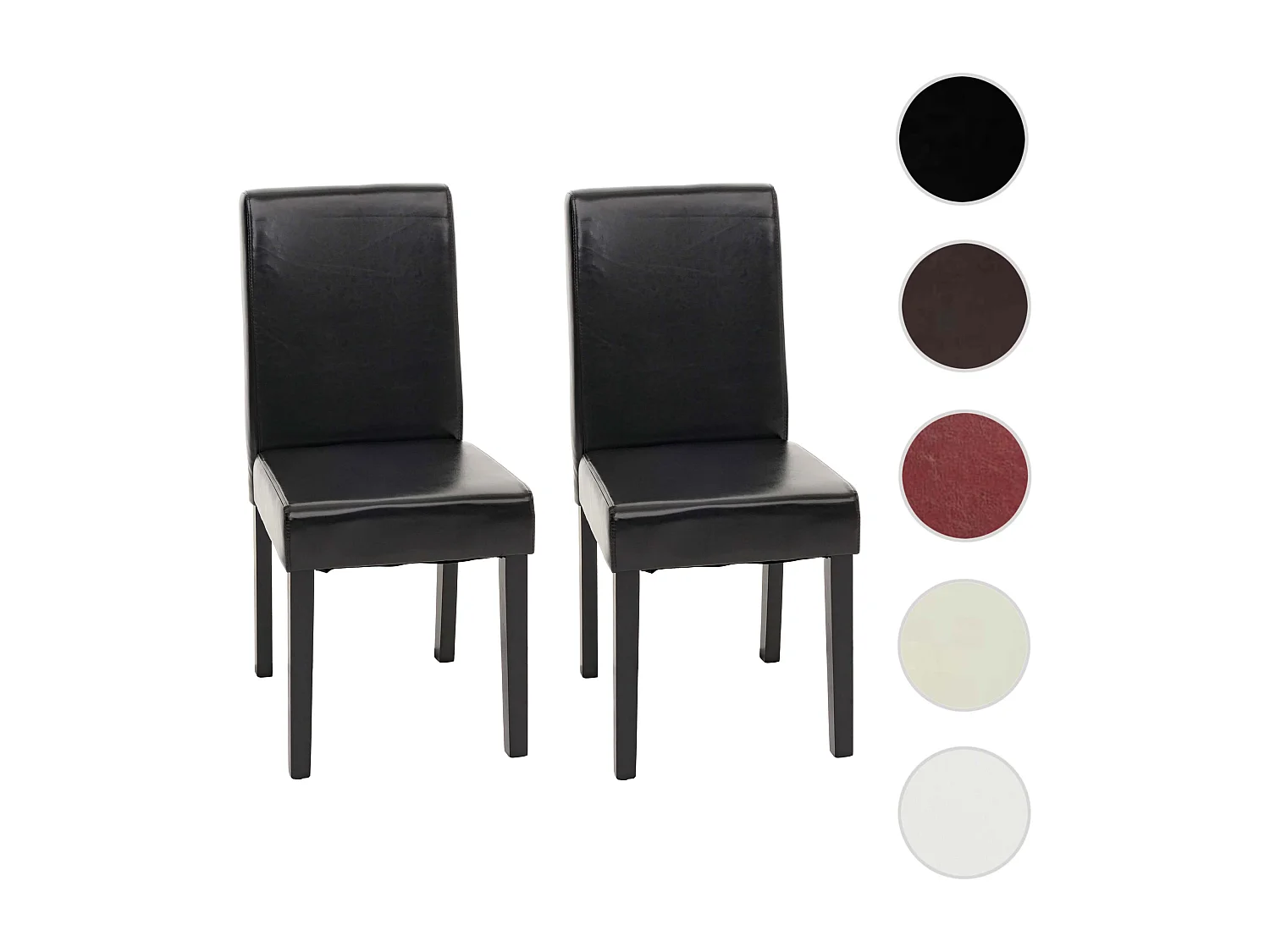 Esszimmerstuhl Littau (2er-Set), Leder, schwarz, dunkle Beine