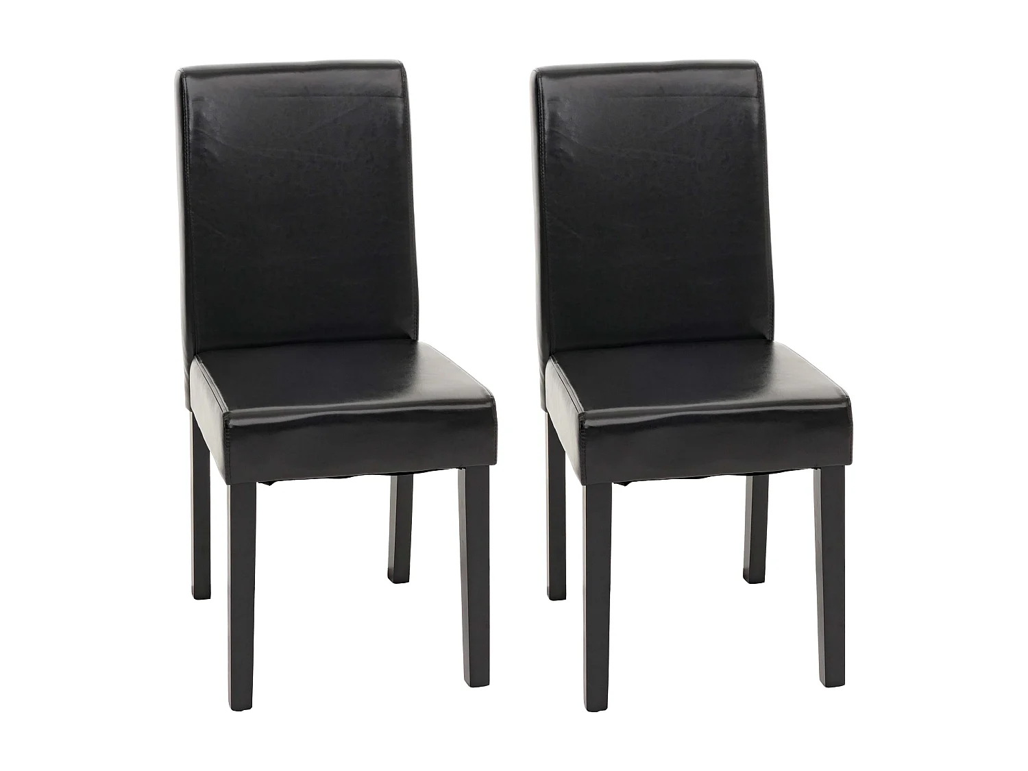 Chaise de salle à manger Littau (lot de 2),  cuir reconstitué noir, pieds foncés