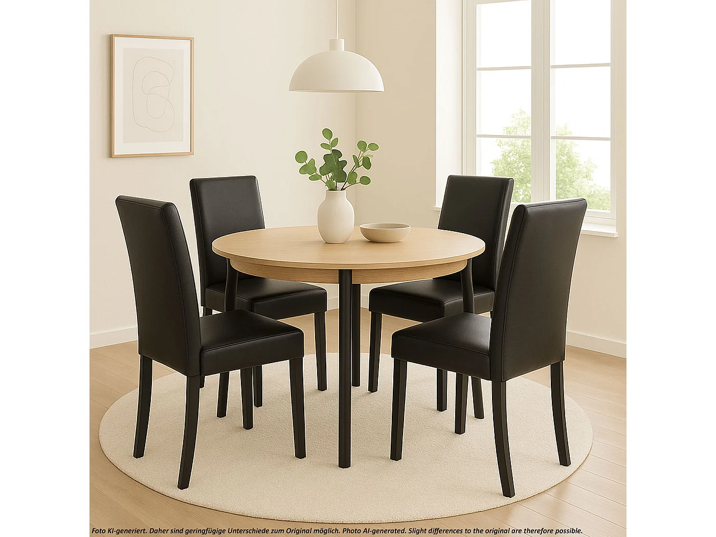 Chaise de salle à manger Littau (lot de 2),  cuir reconstitué noir, pieds foncés