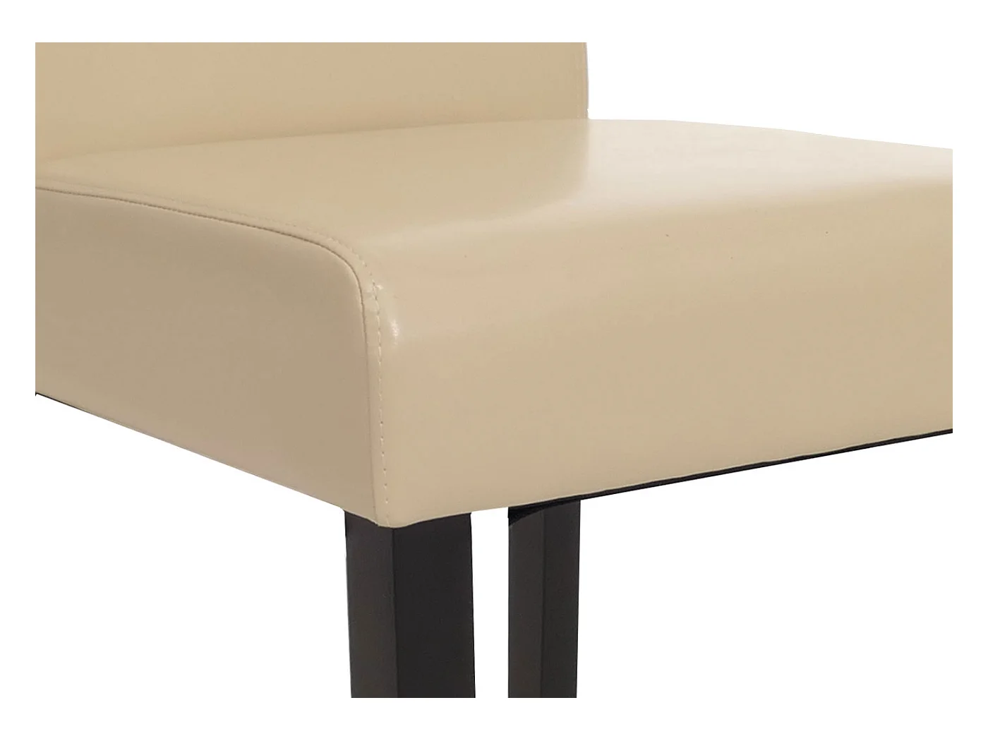 Silla de comedor Littau (set de 2),  cuero, crema, patas oscuras