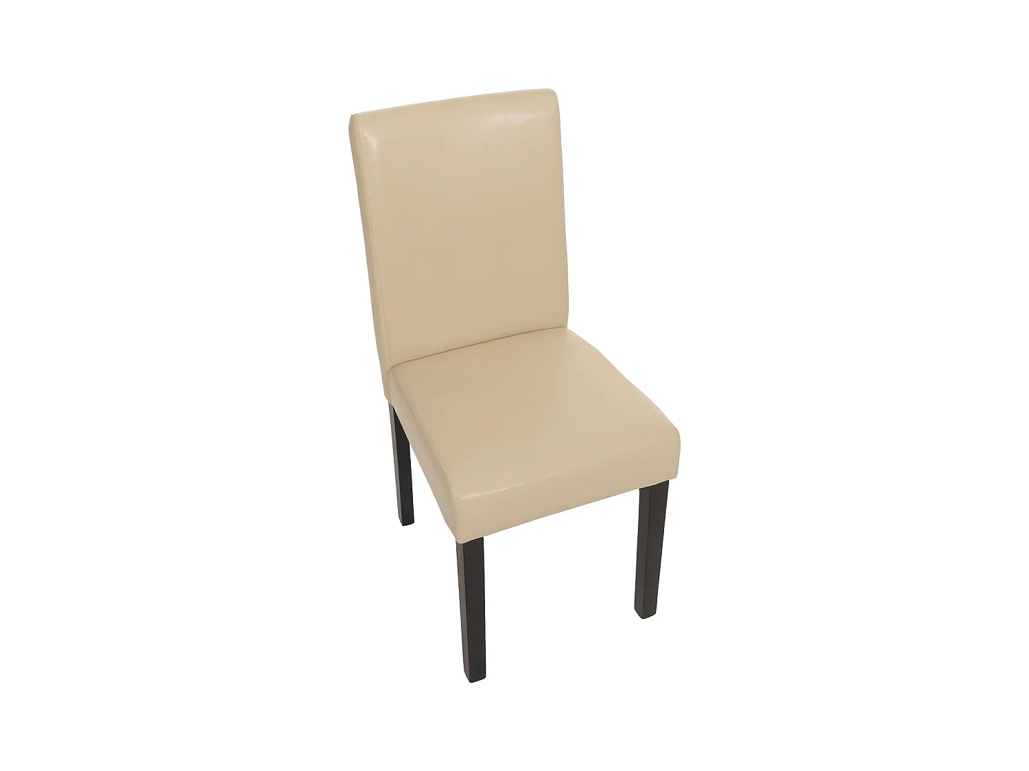 Chaise de salle à manger Littau (lot de 2),  cuir, crème, pieds foncés