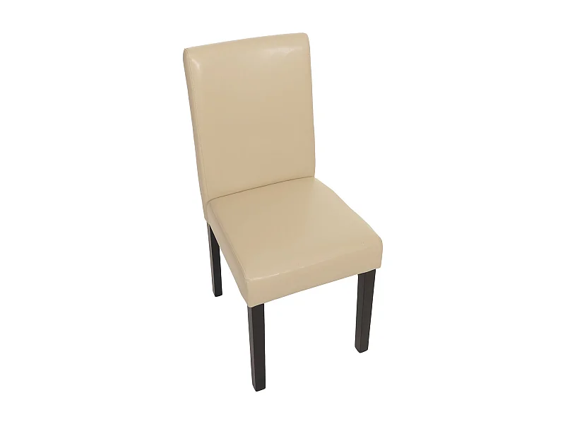 Chaise de salle à manger Littau (lot de 2),  cuir, crème, pieds foncés