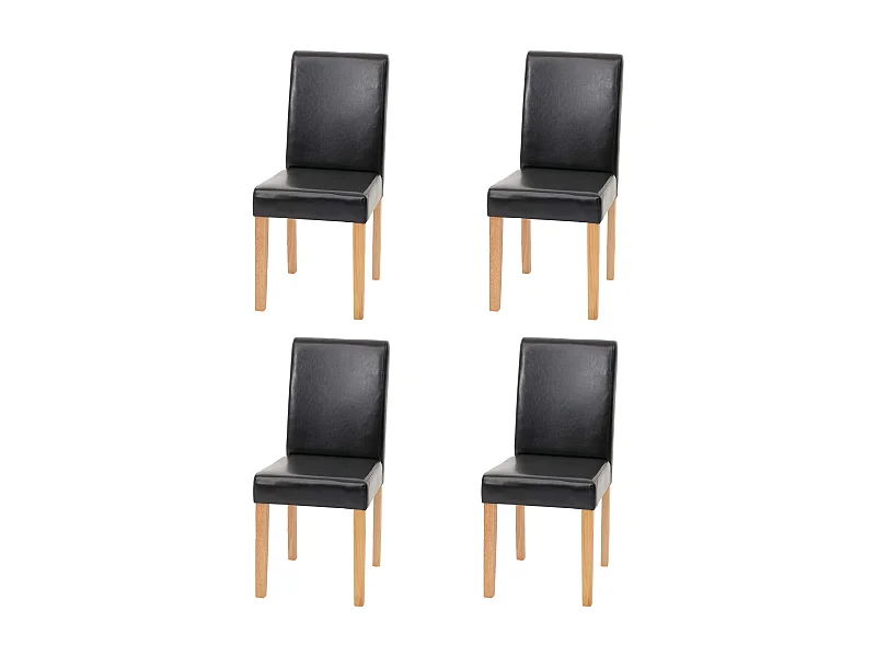 Set 4x sedie Littau ecopelle soggiorno cucina sala da pranzo 43x56x90cm nero piedi chiari