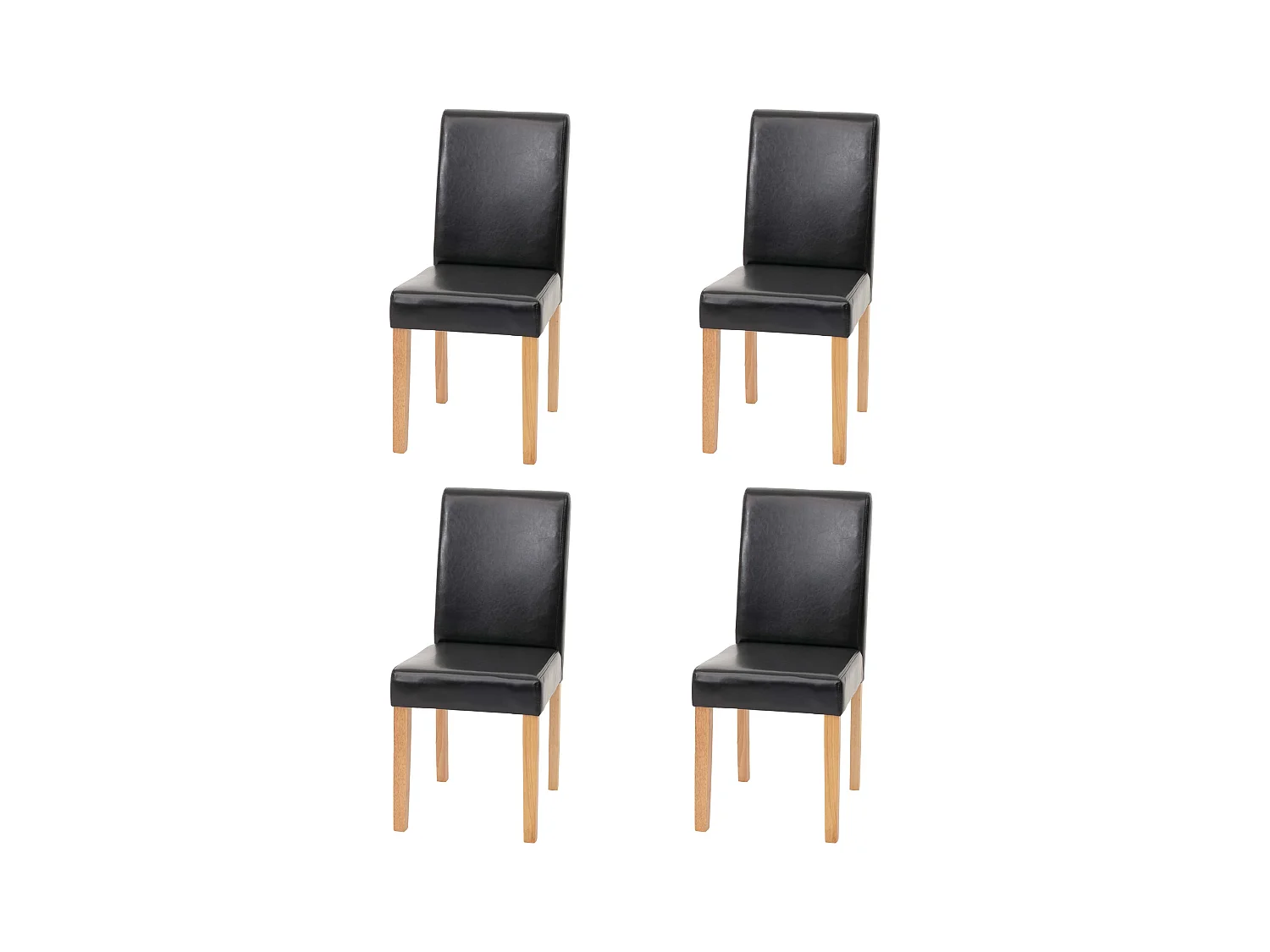 Chaise de salle à manger Littau (lot de 4),  simili-cuir, noir, pieds clairs
