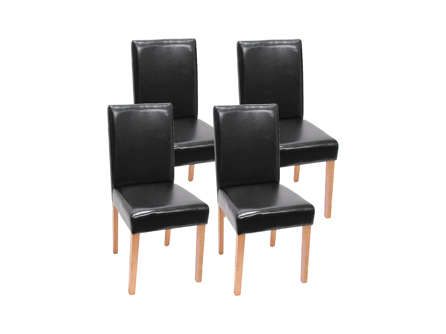 Chaise de salle à manger Littau (lot de 4),  simili-cuir, noir, pieds clairs