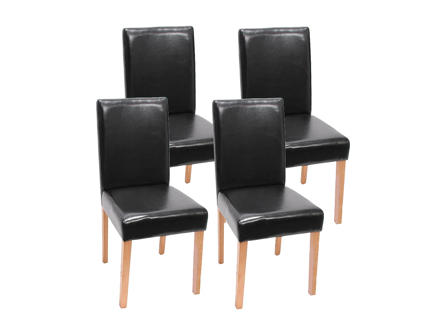 Krzesło do jadalni Littau (zestaw 4 sztuk),  imitacja skóry, czarne, jasne nogi