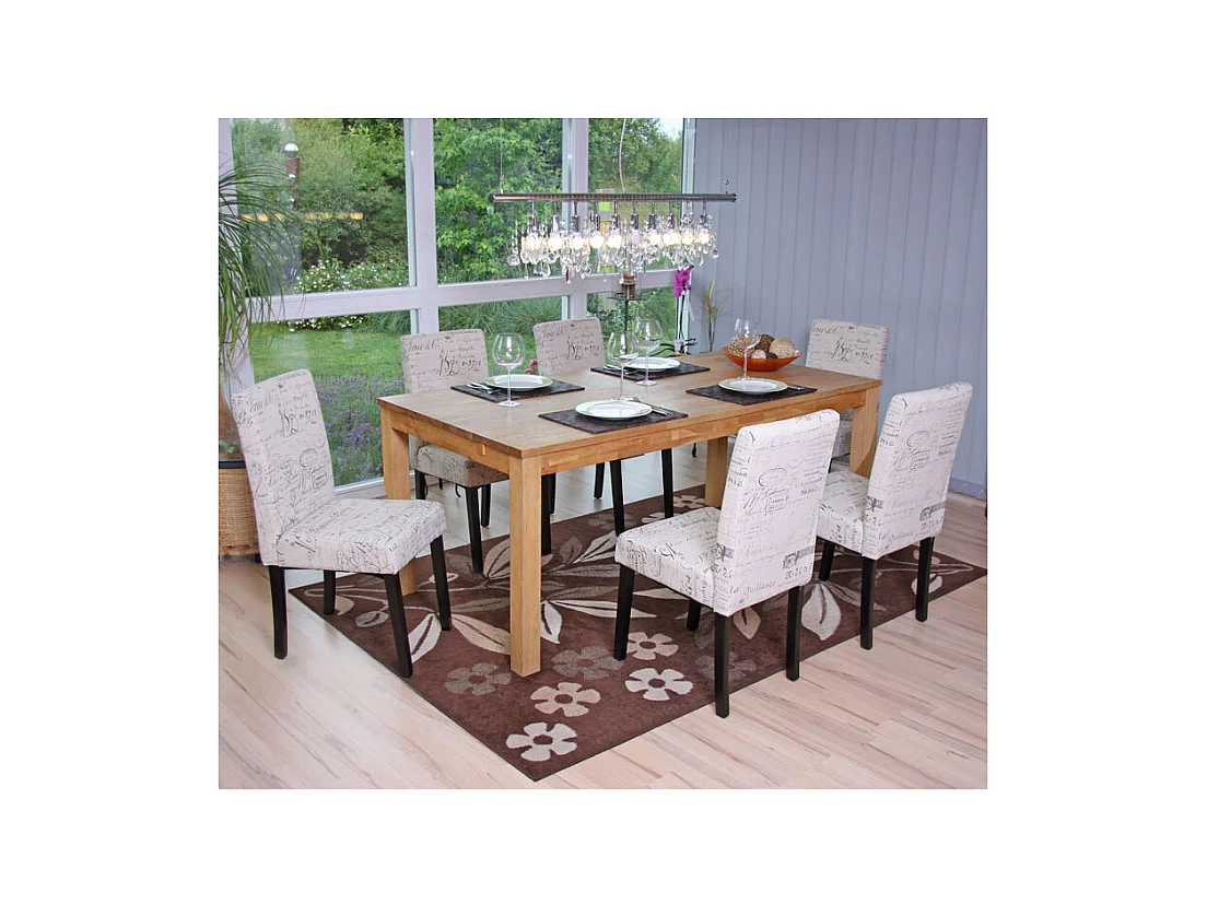 Chaise de salle à manger Littau (lot de 6),  tissu words fabric, pieds foncés