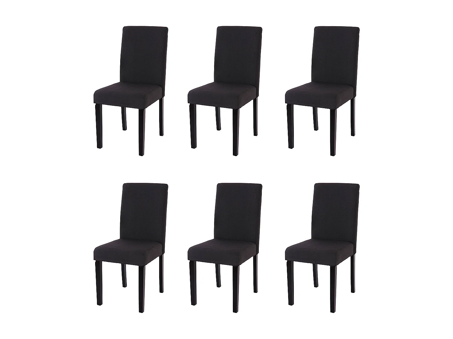 Silla de comedor Littau (juego de 6),  textil, negro, patas oscuras