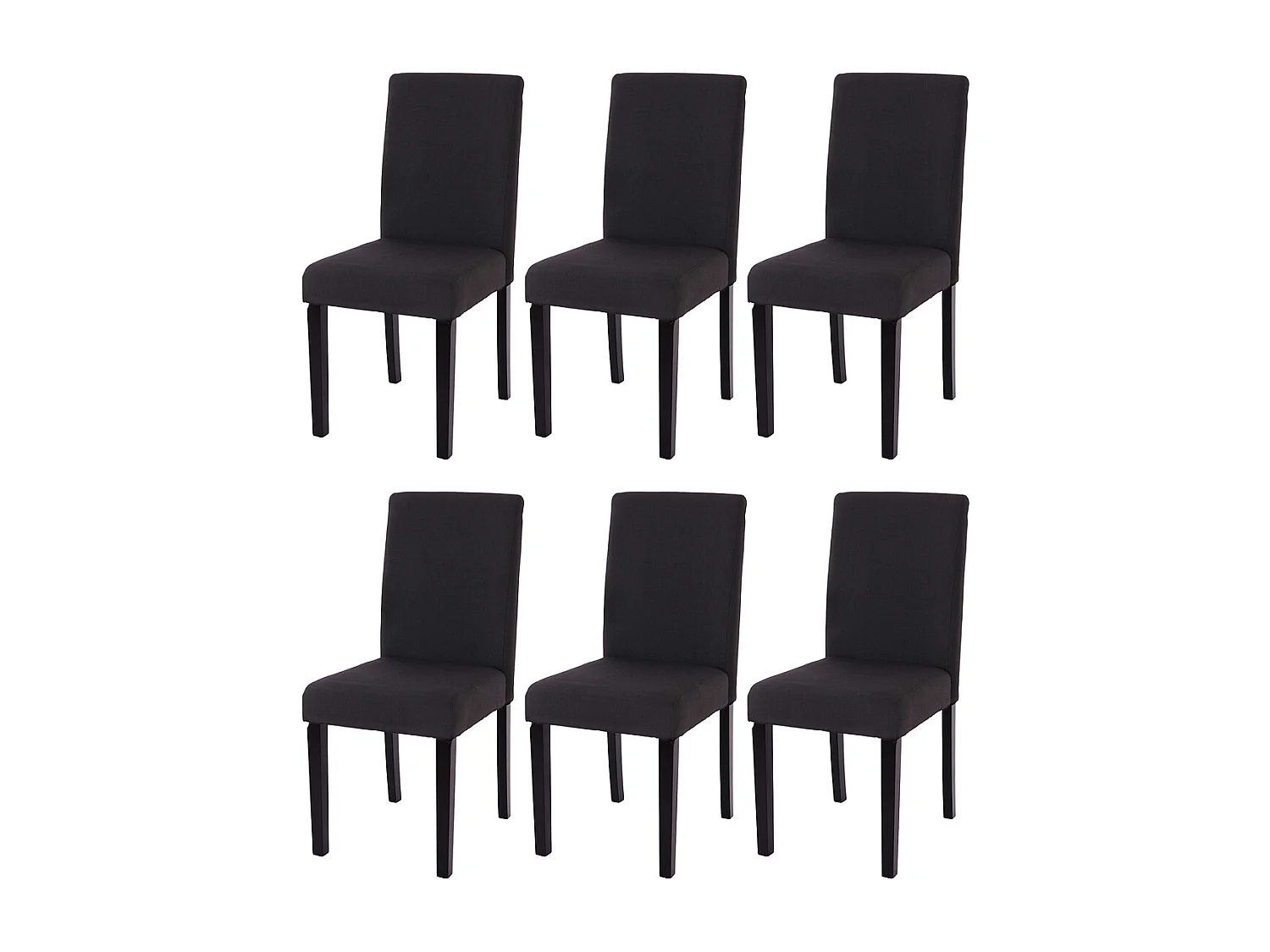Silla de comedor Littau (juego de 6),  textil, negro, patas oscuras