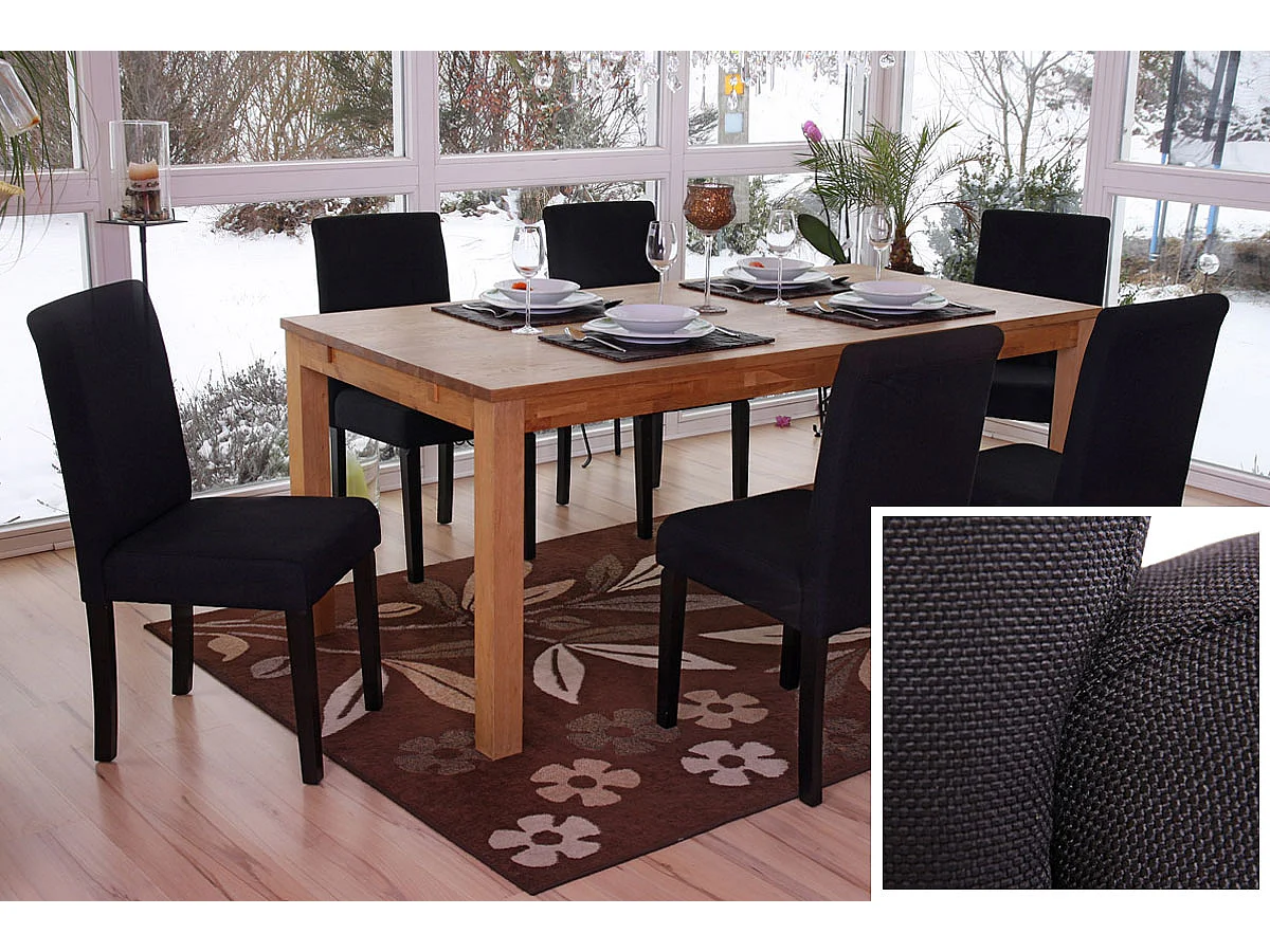 Esszimmerstuhl Littau (6er-Set), Textil, schwarz, dunkle Beine