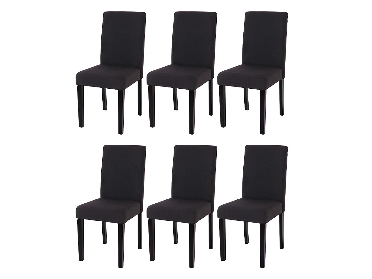 Esszimmerstuhl Littau (6er-Set), Textil, schwarz, dunkle Beine