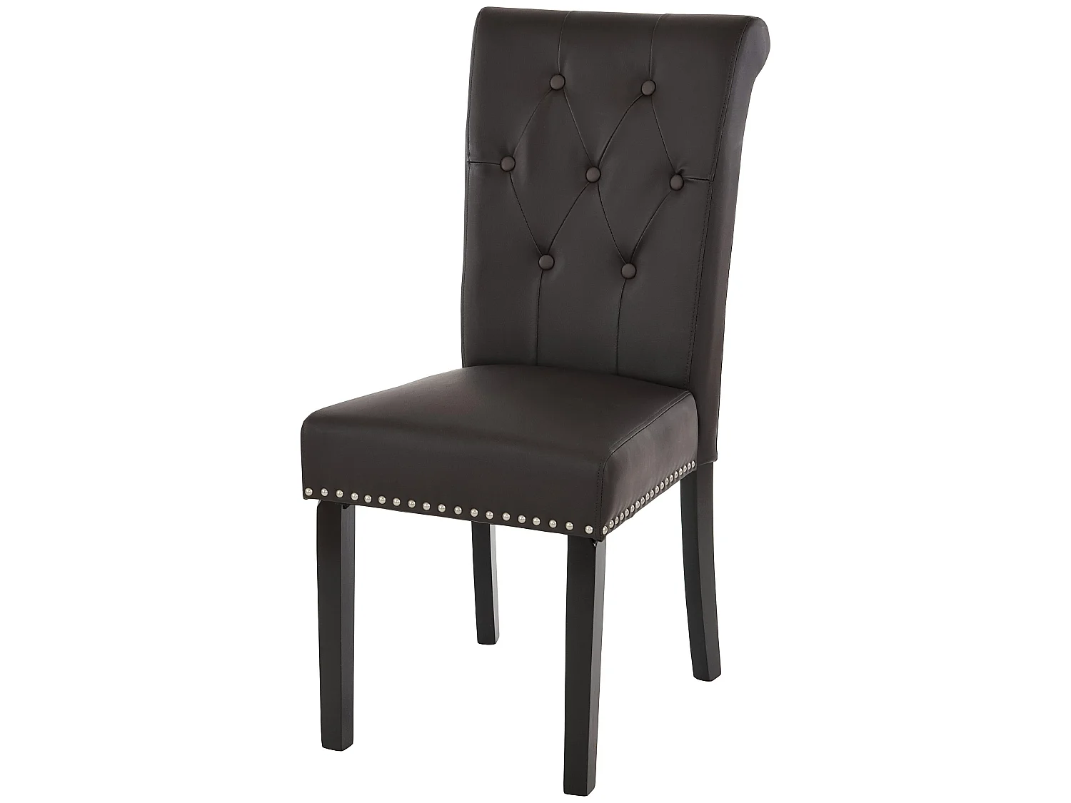 Silla de comedor Chesterfield II (juego de 6),  imitación de cuero, café, patas oscuras