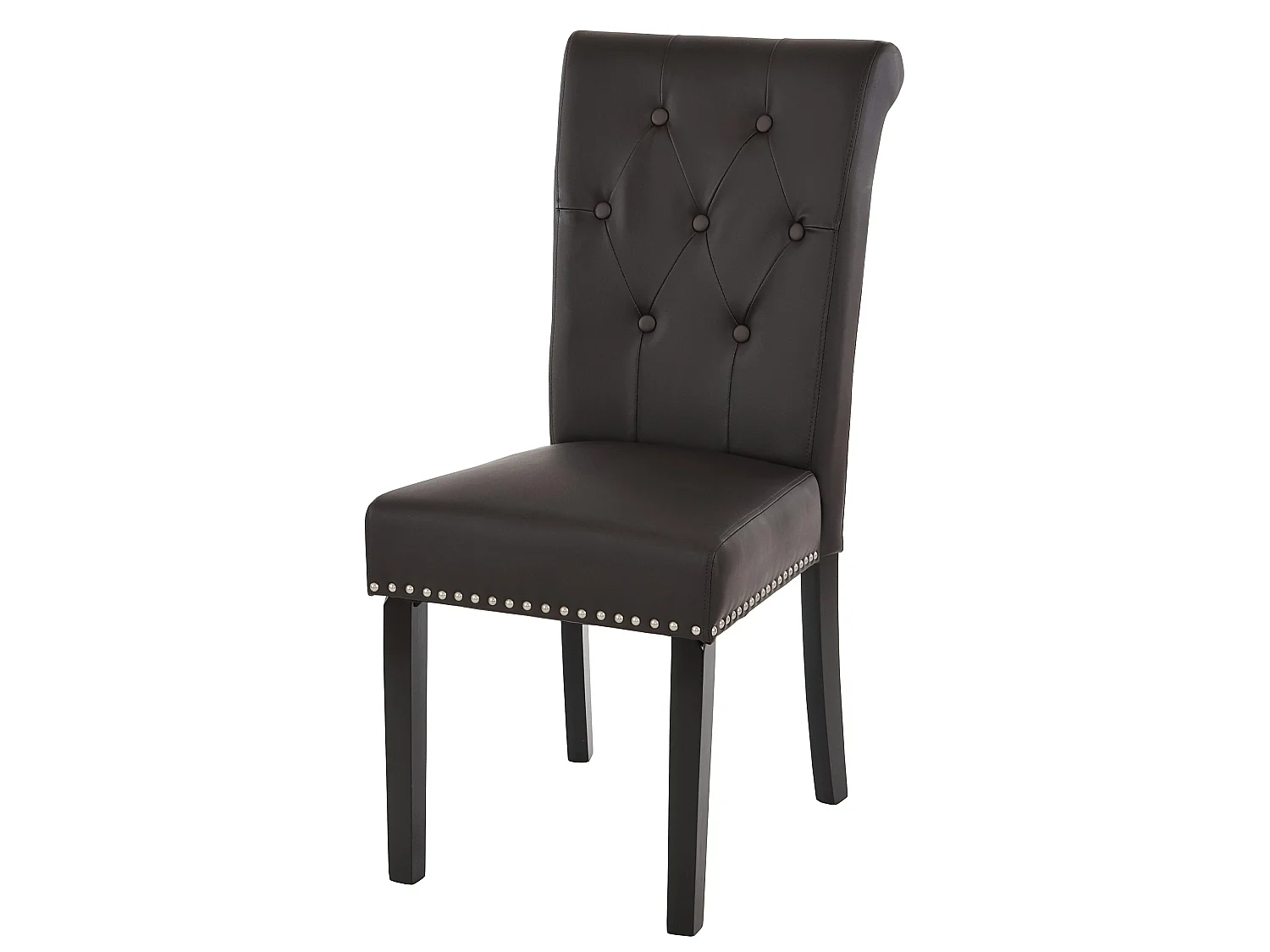 Chaise de salle à manger Chesterfield II (lot de 6),  similicuir brun foncé, pieds foncés