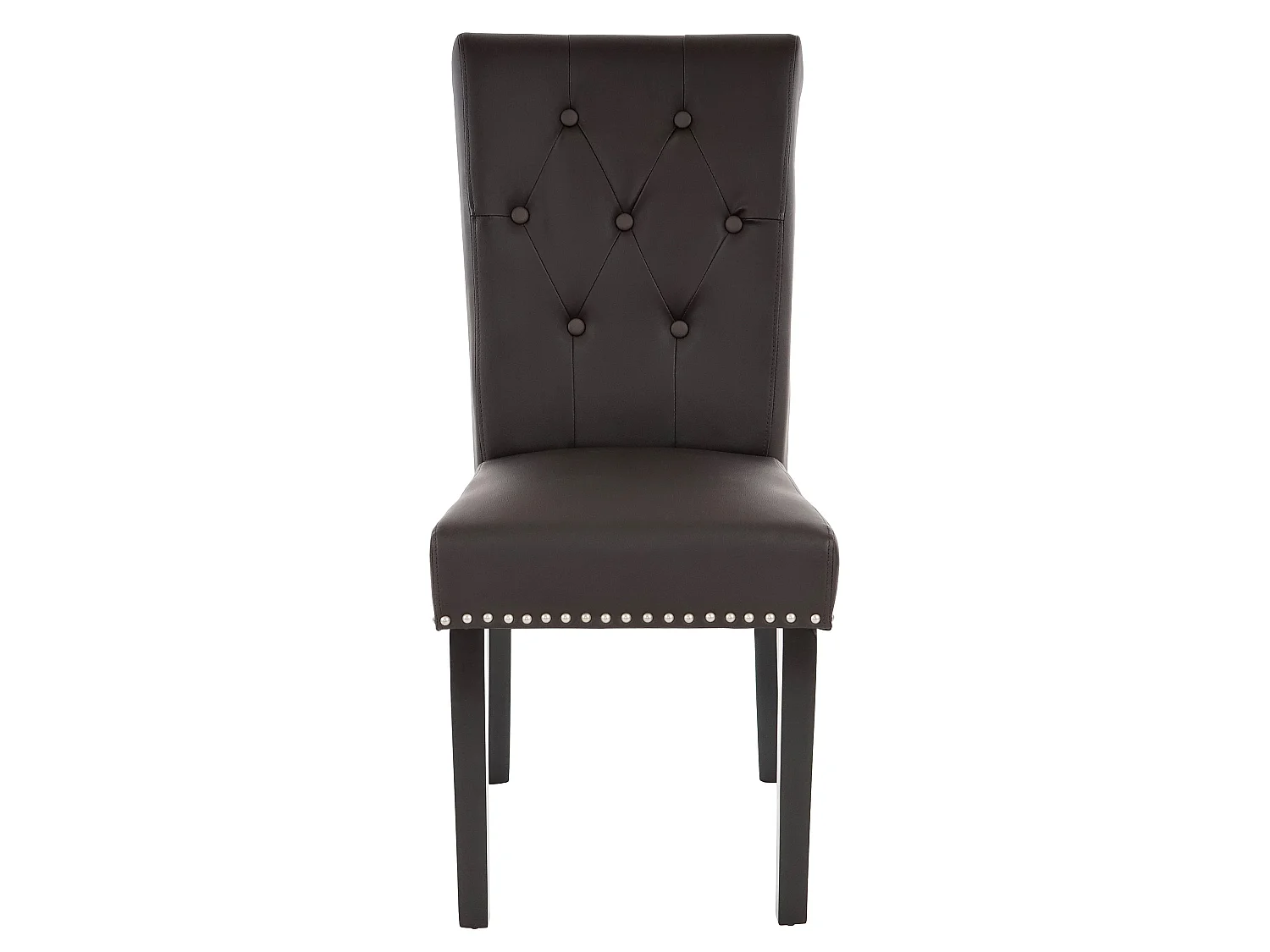 Chaise de salle à manger Chesterfield II (lot de 6),  similicuir brun foncé, pieds foncés