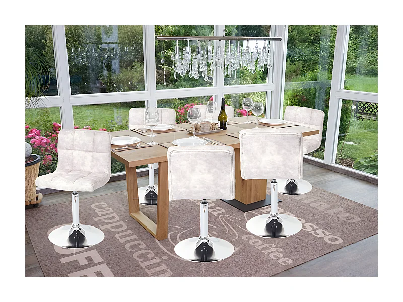 Eetkamerstoel Cadiz (set van 6),  vintage lichtgrijs