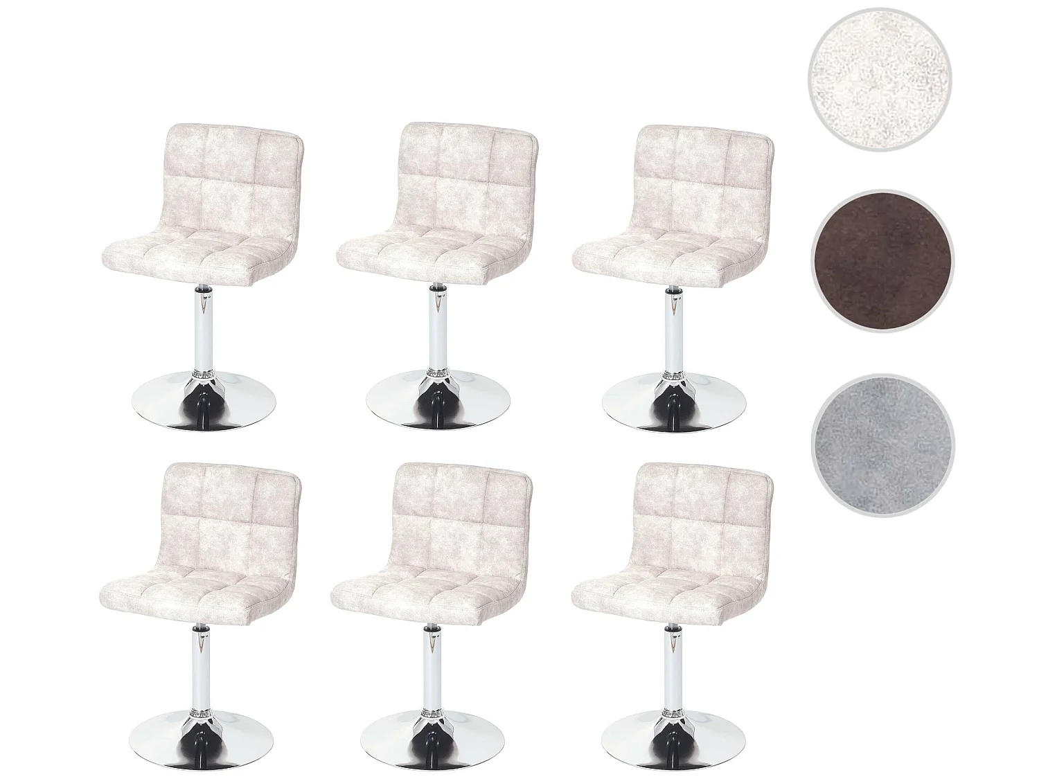 Eetkamerstoel Cadiz (set van 6),  vintage lichtgrijs