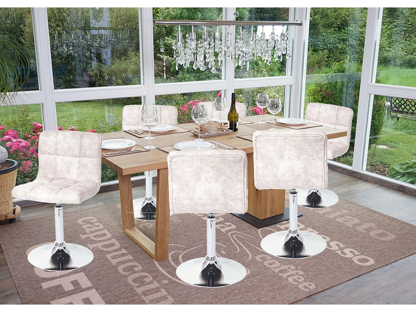 Chaise de salle à manger Cadiz (lot de 6),  gris clair vintage