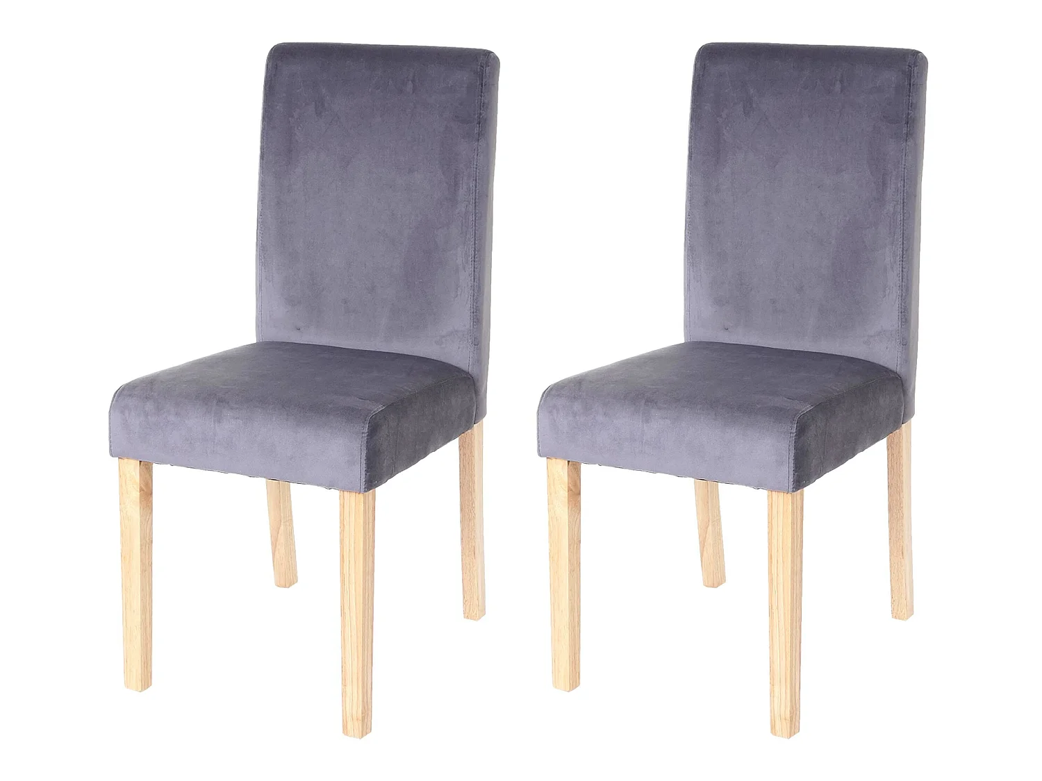 Chaise de salle à manger Littau velours (lot de 2),  tissu gris, pieds clairs