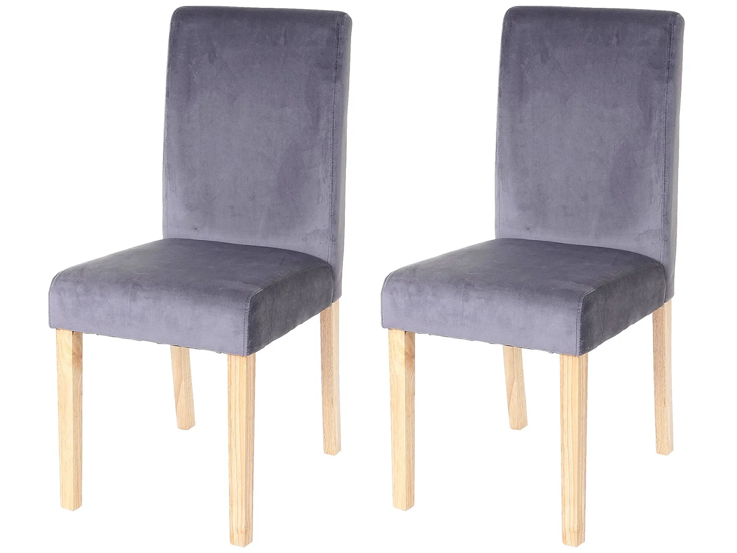 Chaise de salle à manger Littau velours (lot de 2),  tissu gris, pieds clairs