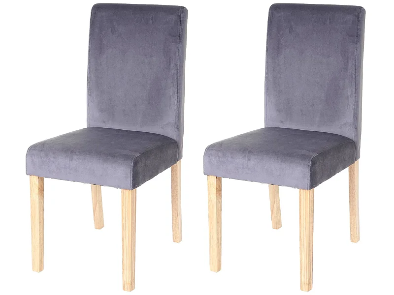 Eetkamerstoel Littau fluweel (set van 2),  grijs, lichte poten