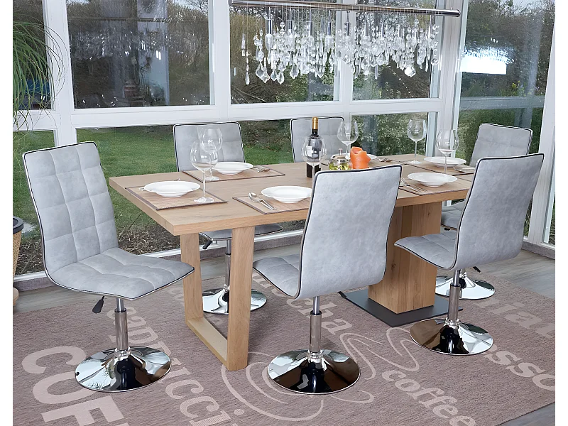 Set 6x sedie soggiorno eleganti MCW-C41 design moderno tessuto sala pranzo grigio chiaro
