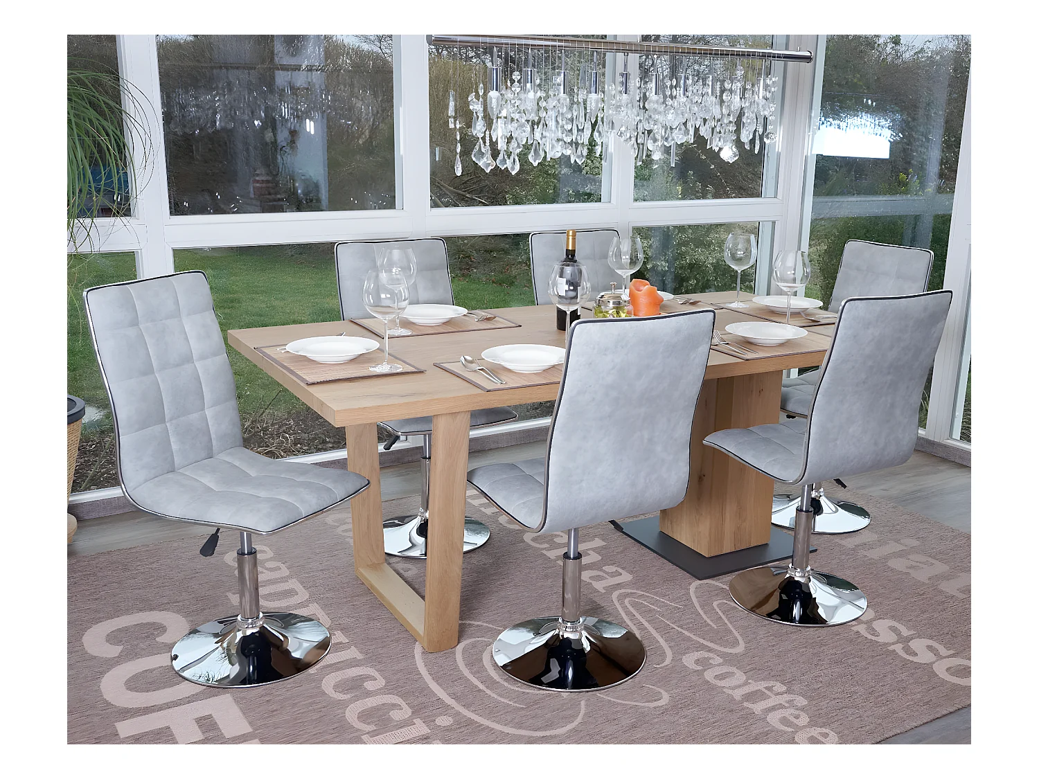 Chaise de salle à manger MCW-C41 (lot de 6),  vintage gris béton