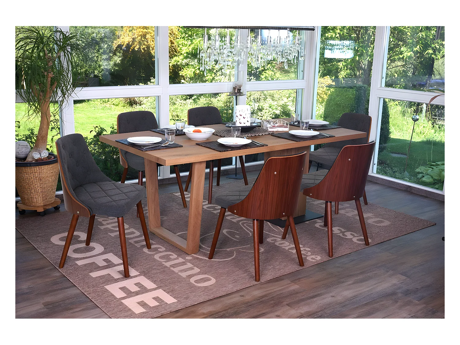 Chaise de salle à manger MCW-A75 (lot de 6),  tissu, gris