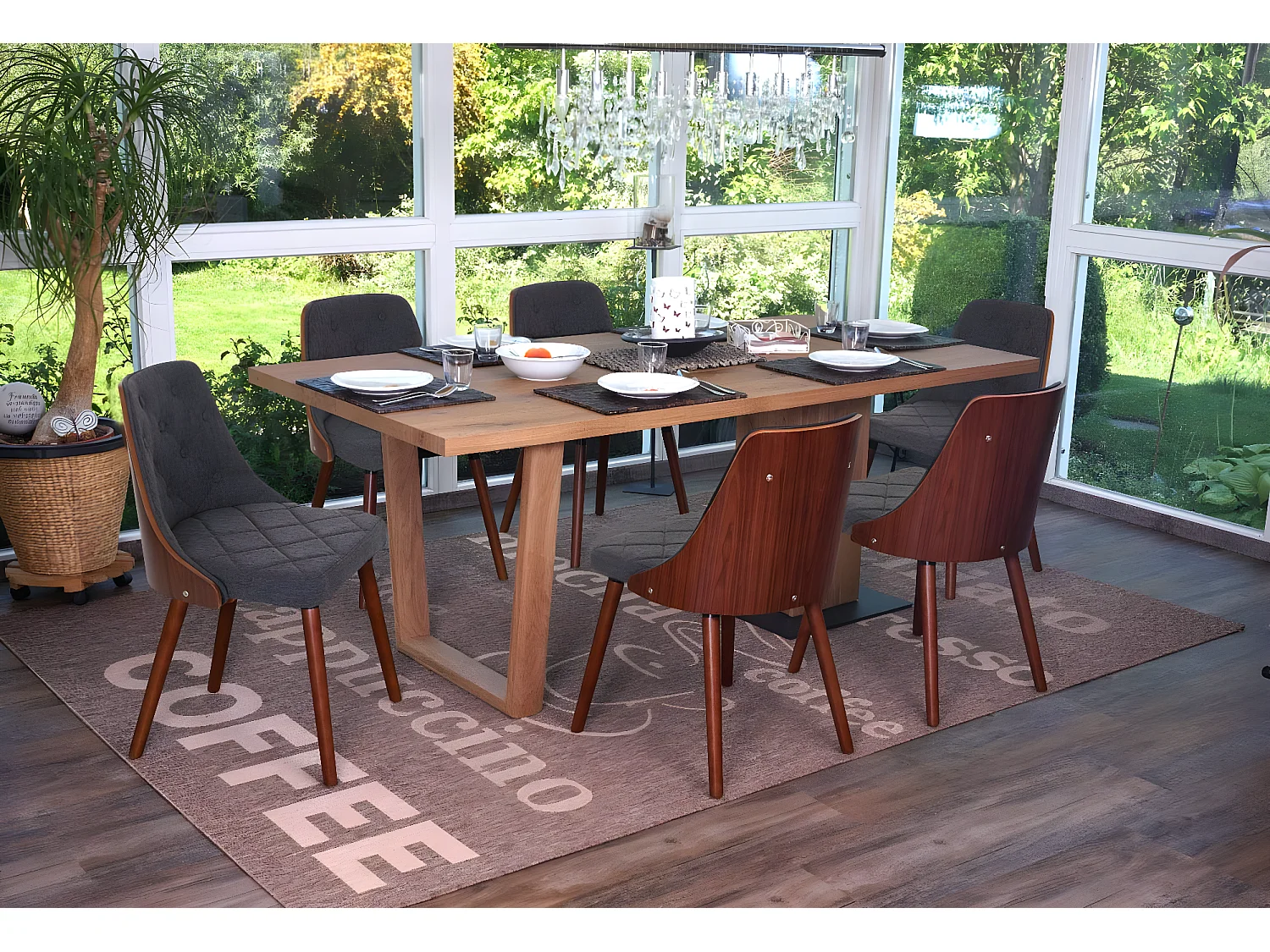 Chaise de salle à manger MCW-A75 (lot de 6),  tissu, gris