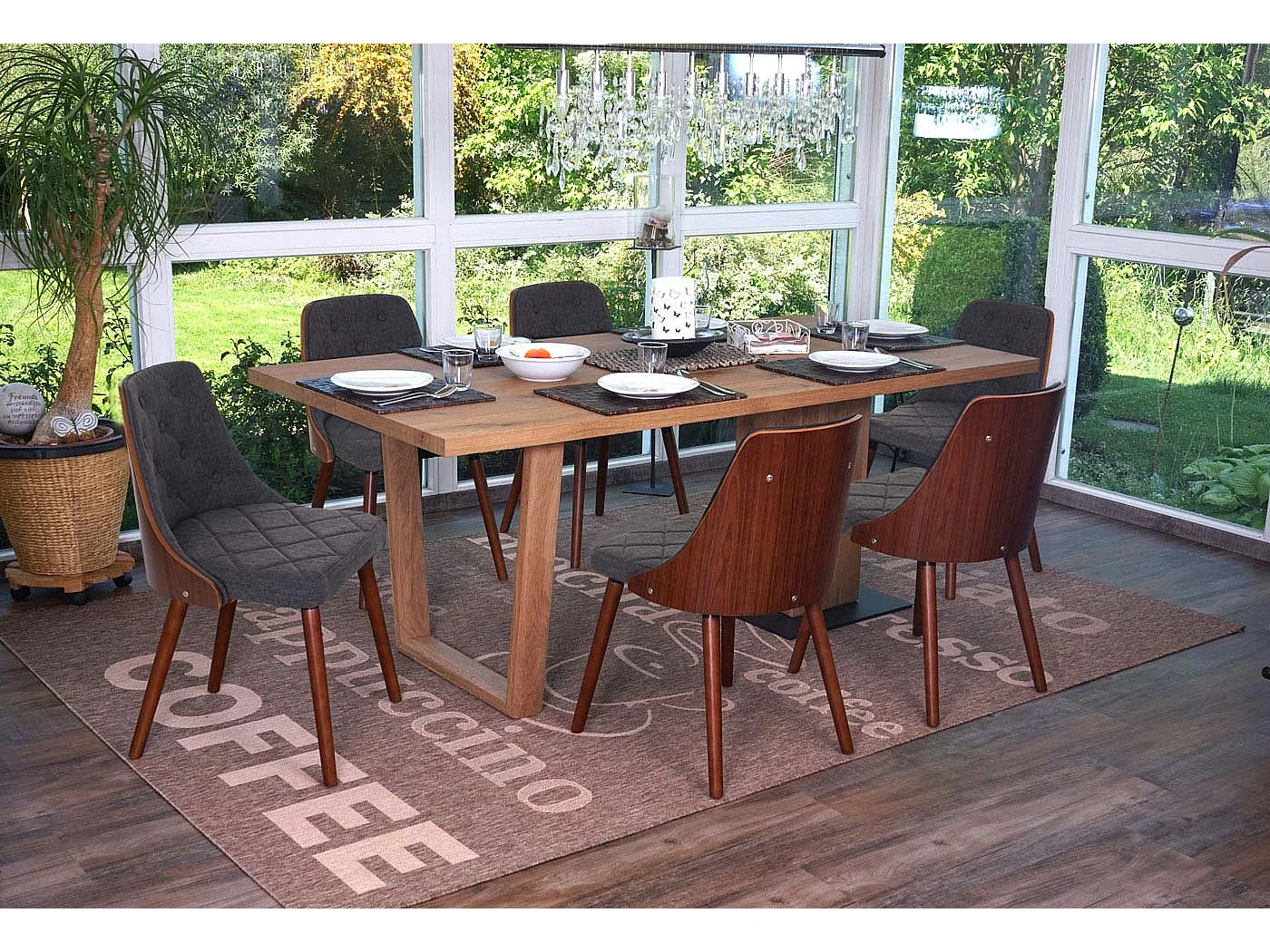 Krzesło do jadalni MCW-A75 (zestaw 6 sztuk),  tekstylny szary