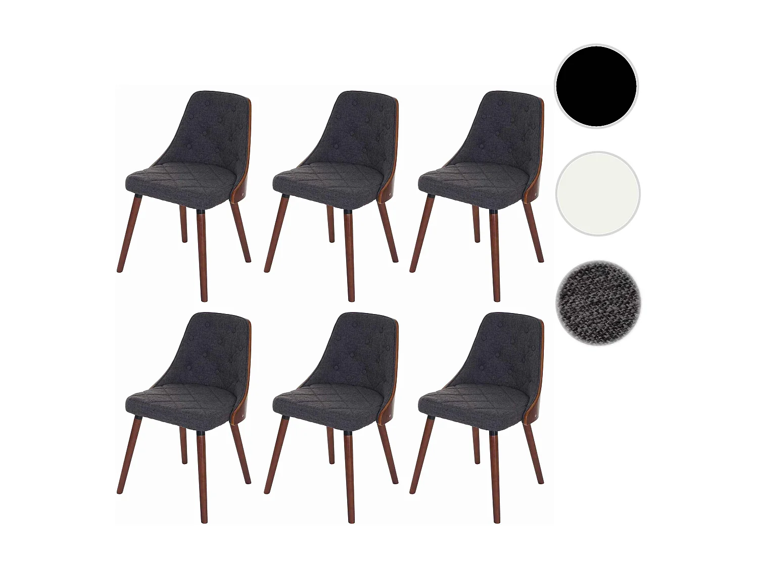 Krzesło do jadalni MCW-A75 (zestaw 6 sztuk),  tekstylny szary