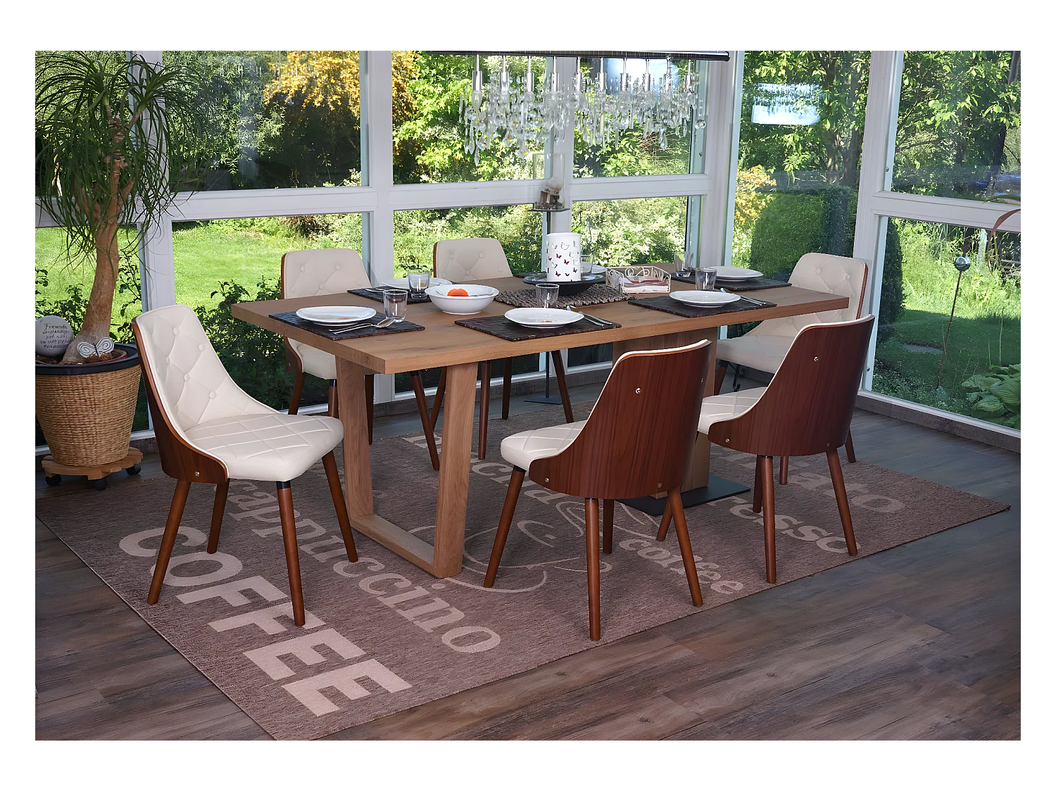 Chaise de salle à manger MCW-A75 (lot de 6),  similicuir, crème