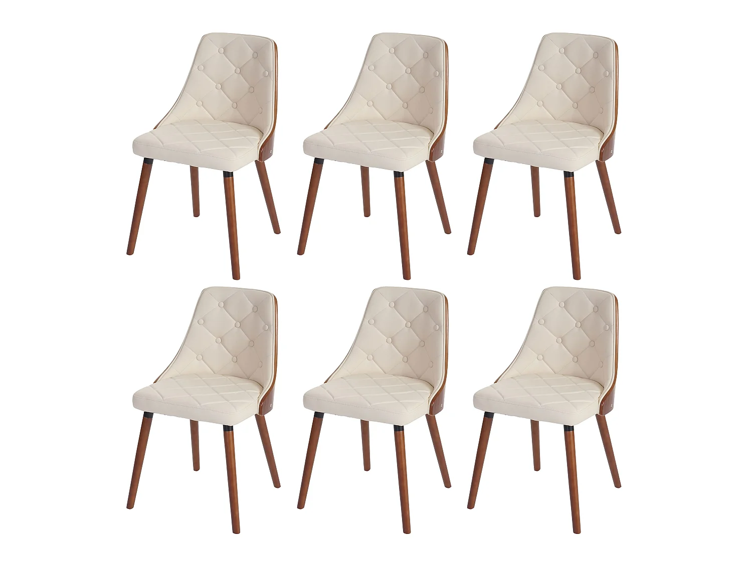 Silla de comedor MCW-A75 (juego de 6),  piel artificial crema