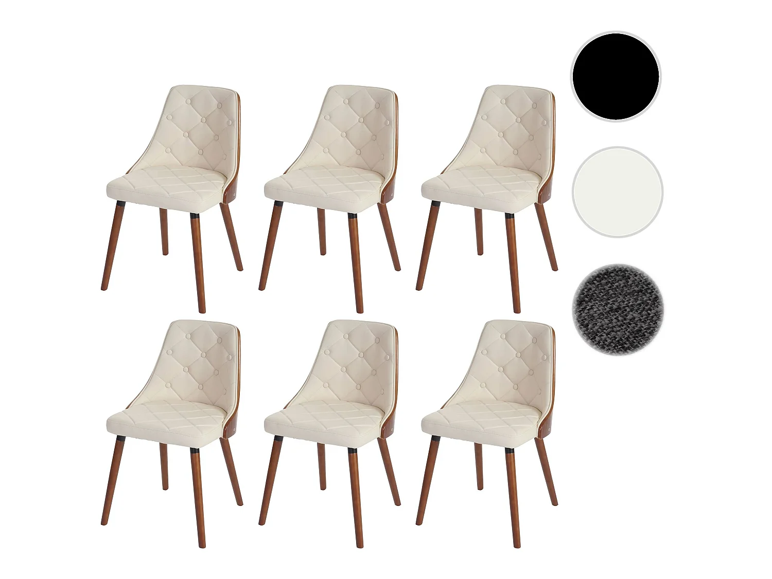 Silla de comedor MCW-A75 (juego de 6),  piel artificial crema