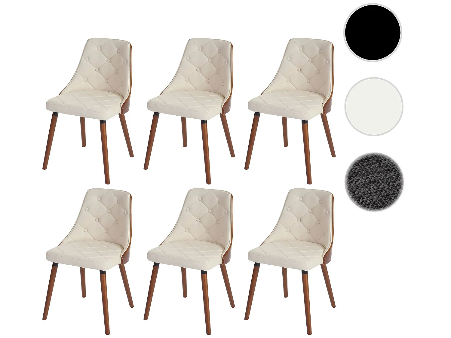 Eetkamerstoel MCW-A75 (set van 6),  kunstleer crème