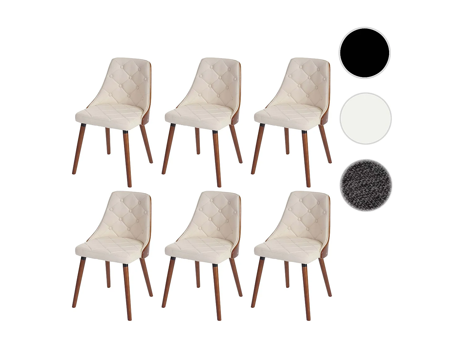 Silla de comedor MCW-A75 (juego de 6),  piel artificial crema