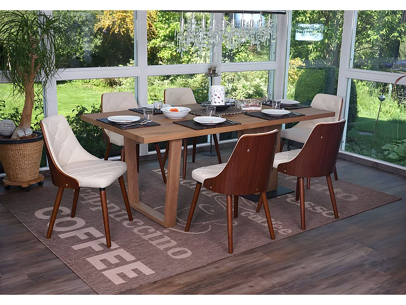 Chaise de salle à manger MCW-A75 (lot de 6),  similicuir, crème