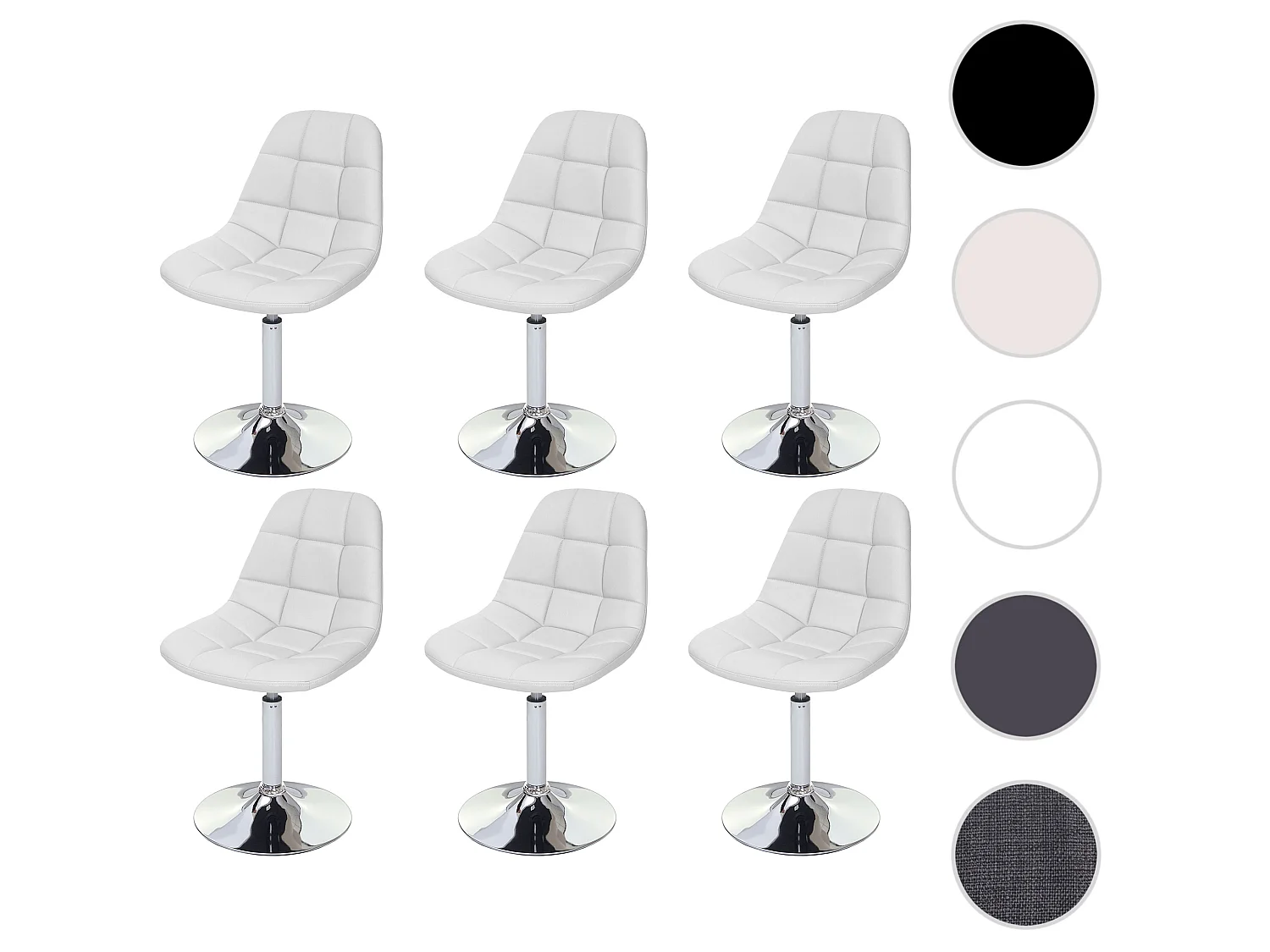 Eetkamerstoel MCW-A60 (set van 6),  kunstleer wit