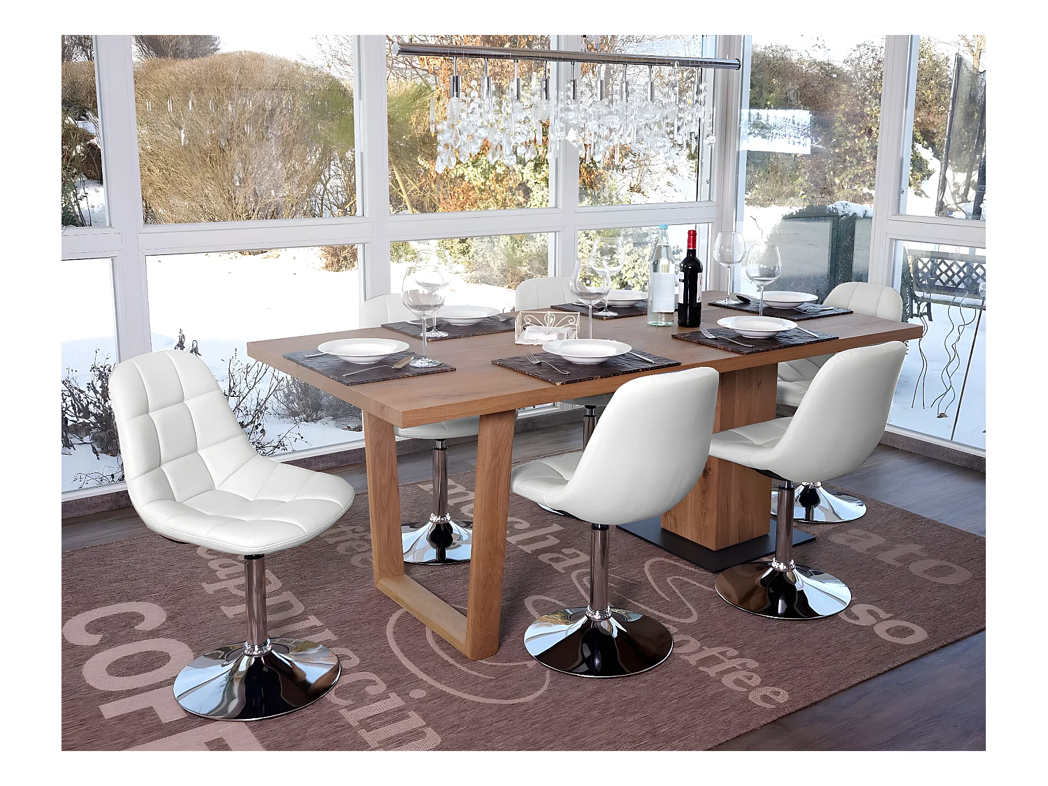 Chaise de salle à manger MCW-A60 (lot de 6),  similicuir blanc