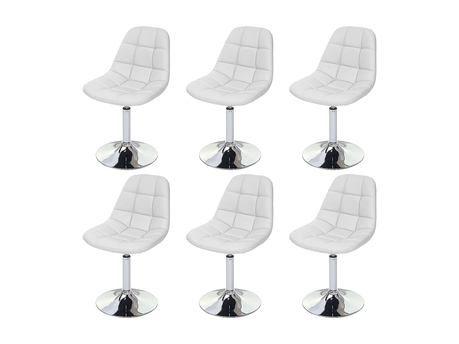 Krzesło do jadalni MCW-A60 (zestaw 6 sztuk),  imitacja skóry, biały