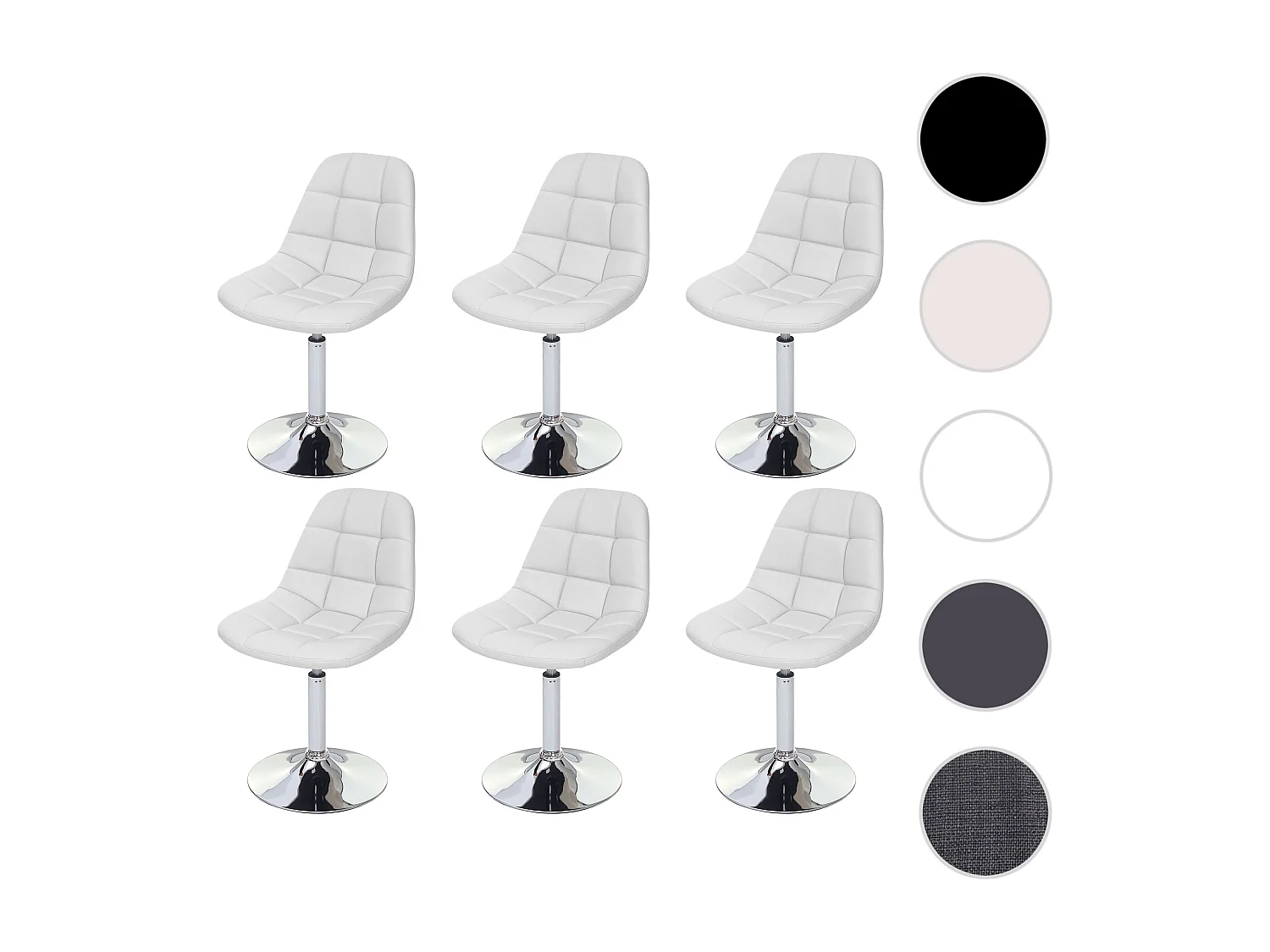 Krzesło do jadalni MCW-A60 (zestaw 6 sztuk),  imitacja skóry, biały