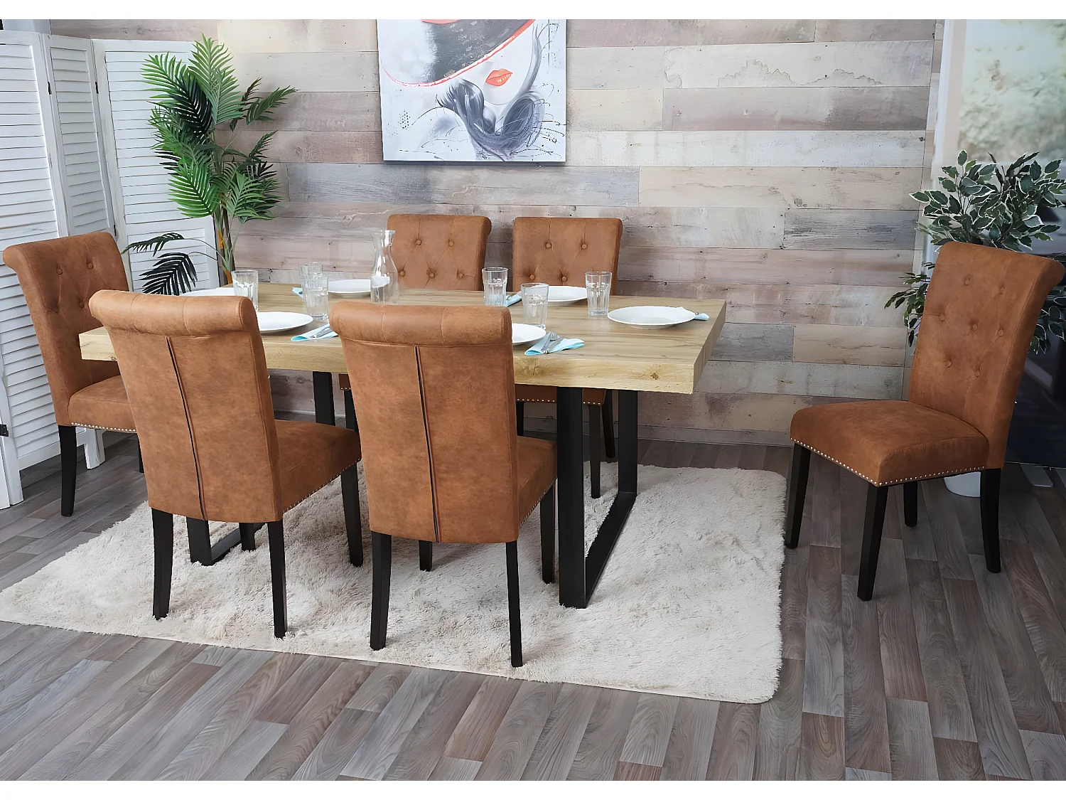 Set 2x sedie vintage retrò inglesi sala pranzo Chesterfield II tessuto effetto scamosciato marrone piedi scuri