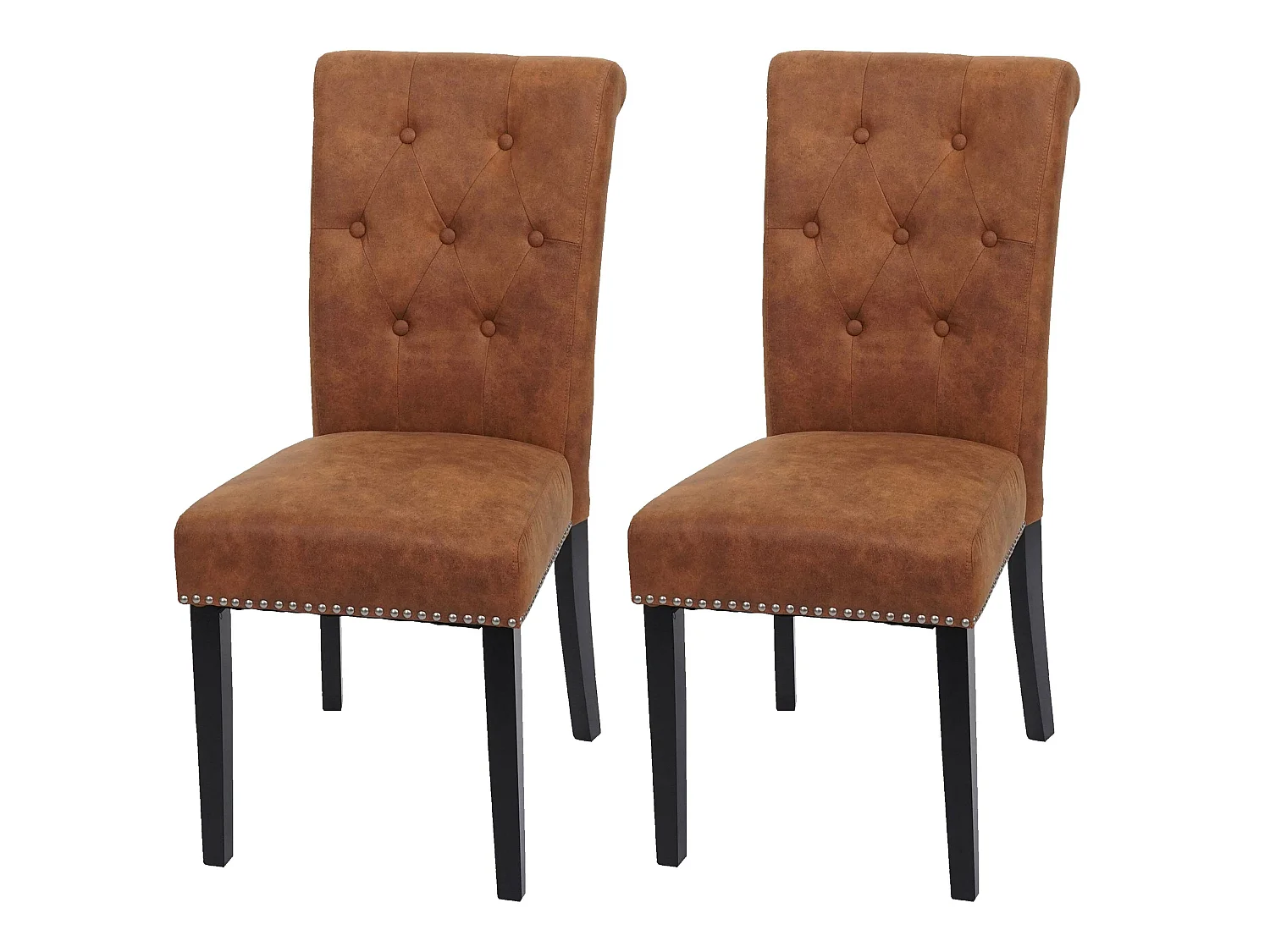 Krzesło do jadalni Chesterfield II (zestaw 2 sztuk),  imitacja zamszu, ciemne nogi
