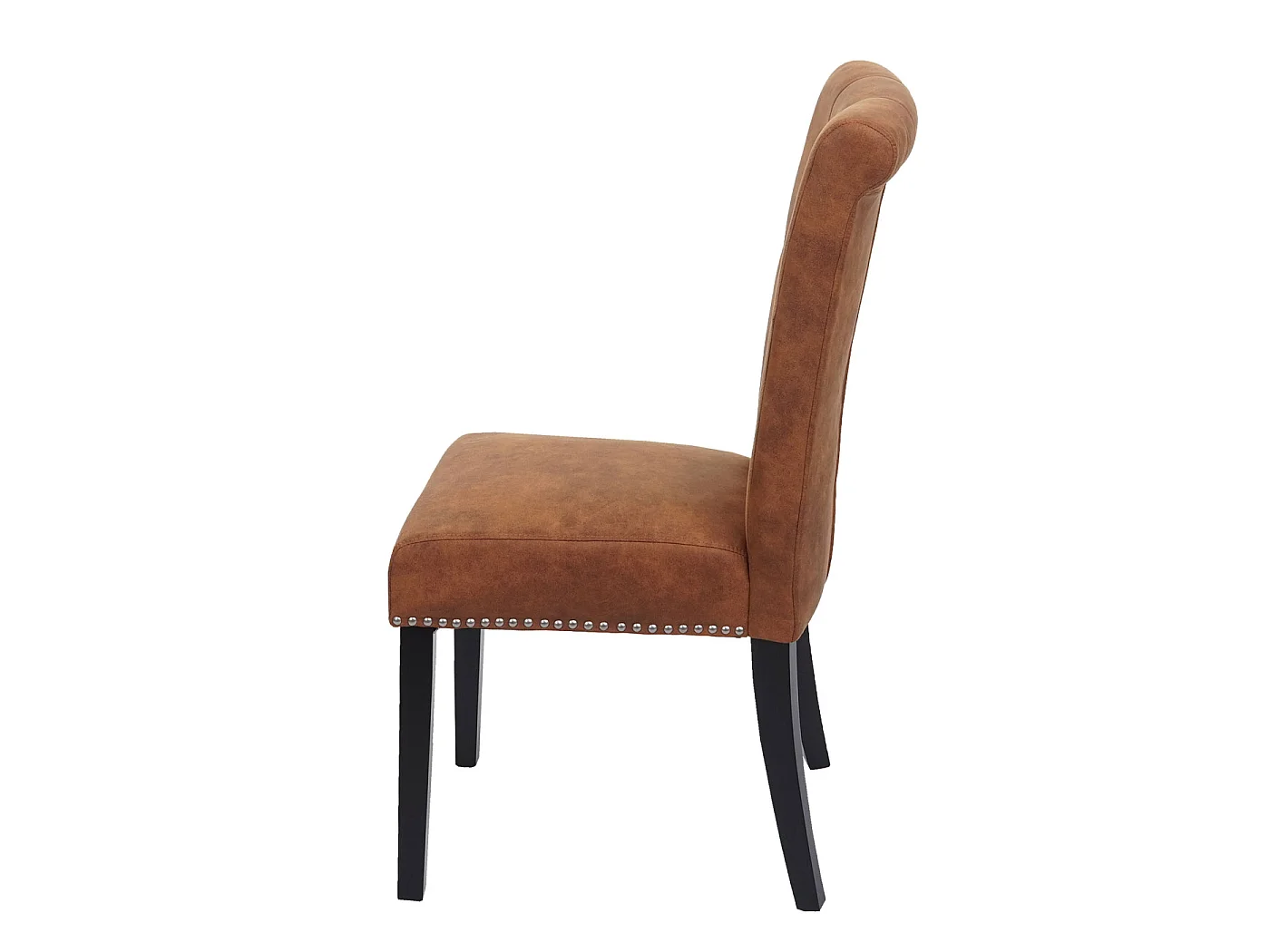 Chesterfield II eetkamerstoel (set van 2),  imitatiesuède, donkere poten