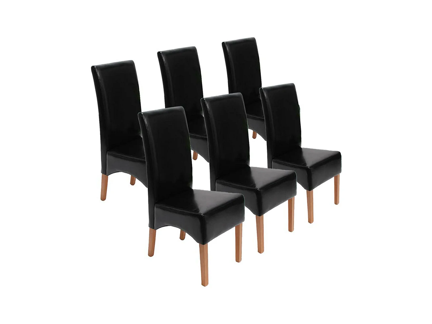 Eetkamerstoel Crotone (set van 6),  zwart, lichtgekleurde poten