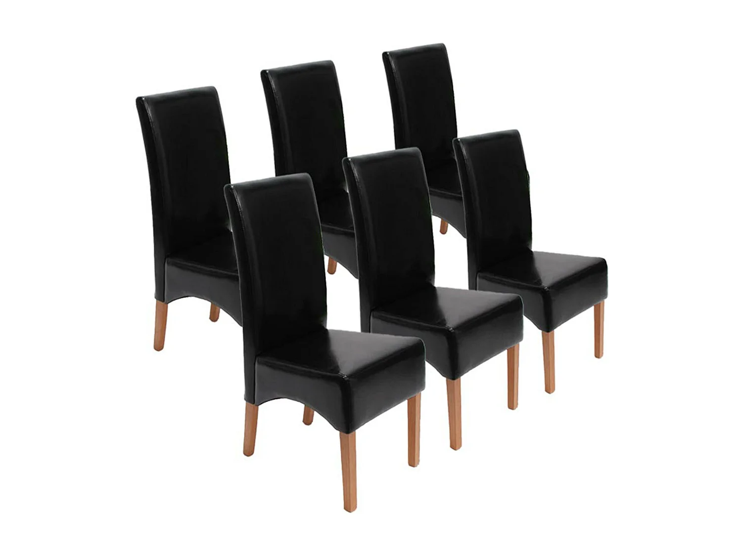 Chaise de salle à manger Crotone (lot de 6),  noir, pieds clairs