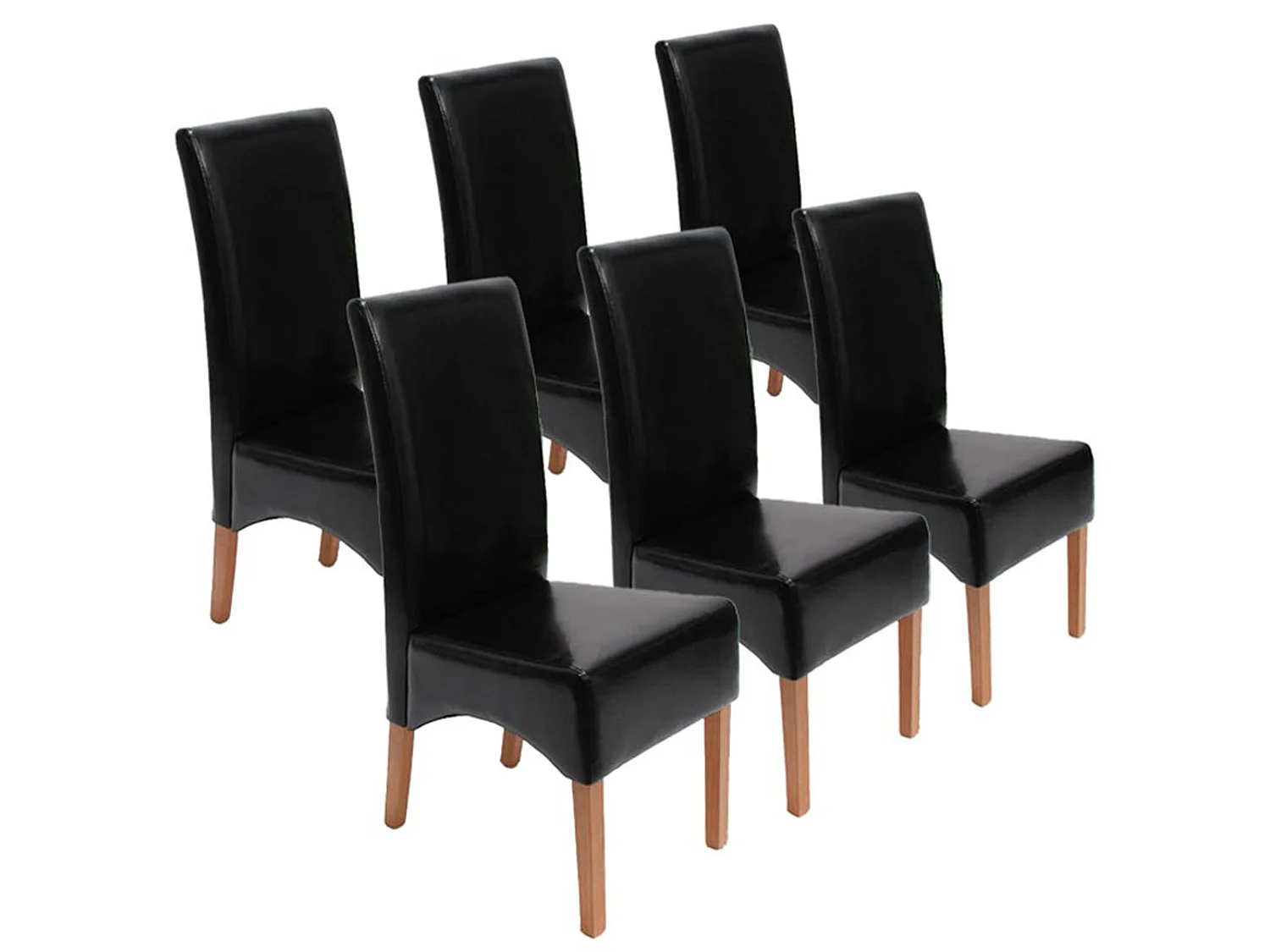 Krzesło do jadalni Crotone (zestaw 6 sztuk),  czarny, jasne nogi