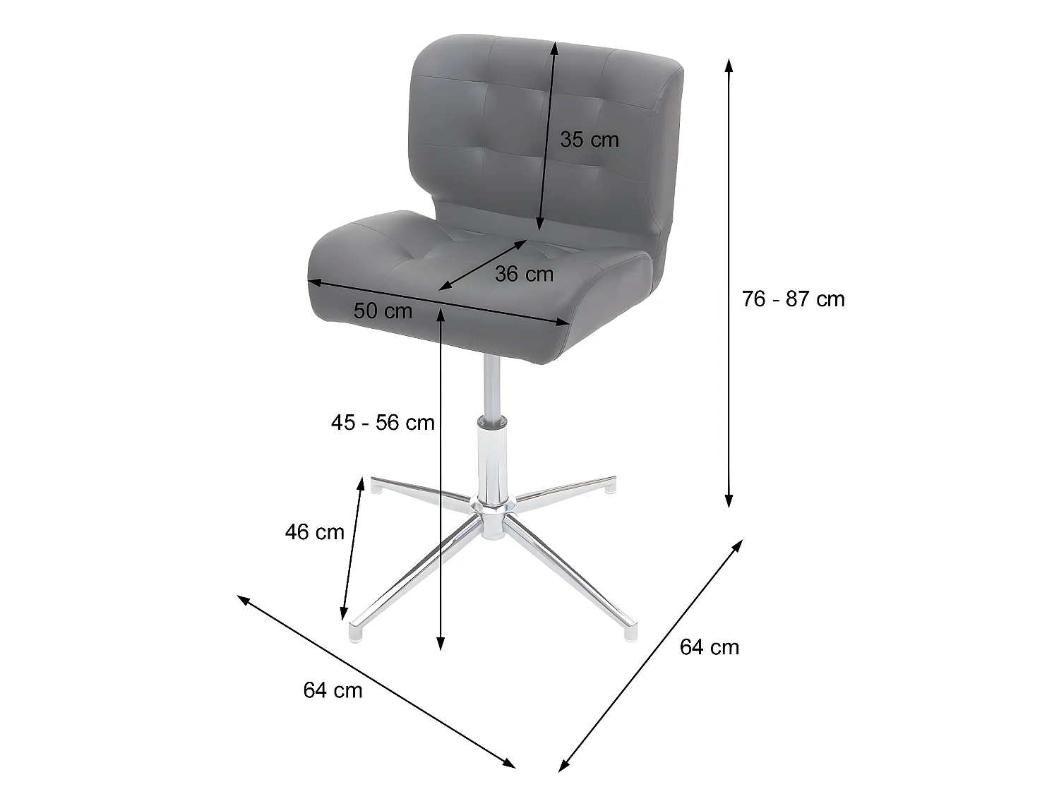 Chaise de salle à manger MCW-H42 (lot de 6),  tissu/textile gris foncé, pied noir