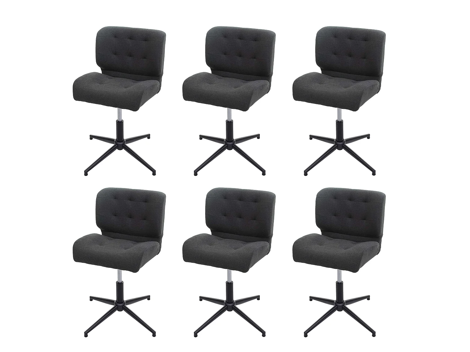 Chaise de salle à manger MCW-H42 (lot de 6),  tissu/textile gris foncé, pied noir