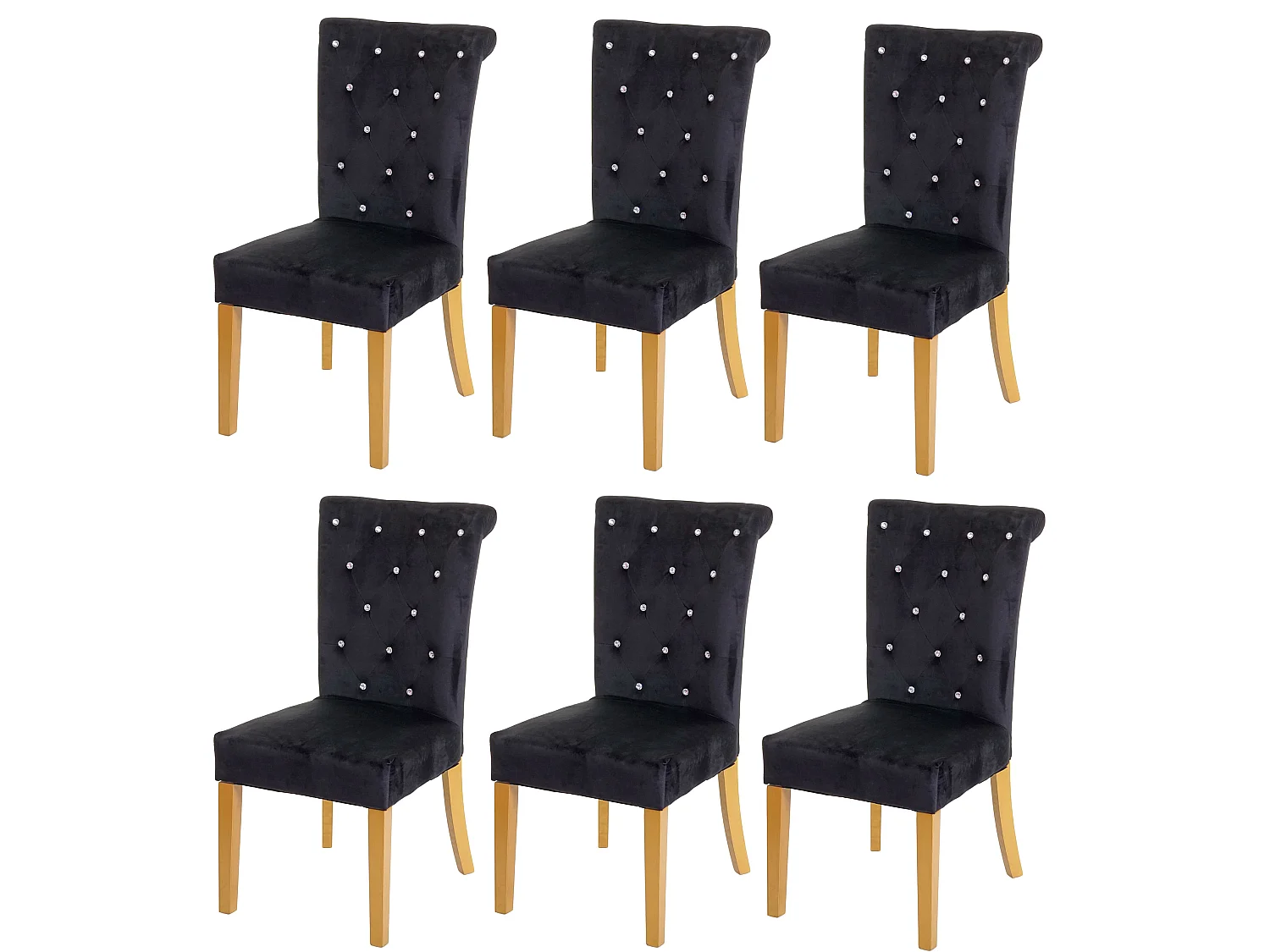 Eetkamerstoel MCW-D22 (set van 6),  zwart, goudkleurige poten