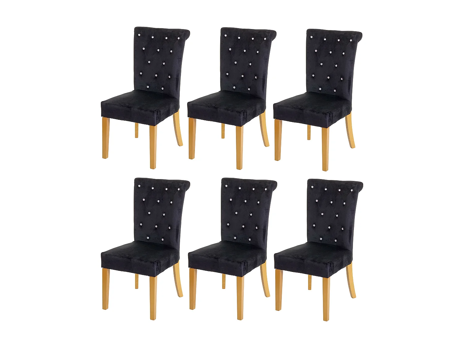 Krzesło do jadalni MCW-D22 (zestaw 6 sztuk),  czarny, nogi w kolorze złotym